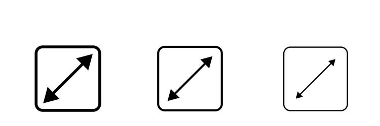 expand icons in three different stroke lines vector image