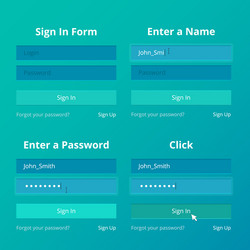 Login screen and sign in form template for mobile vector