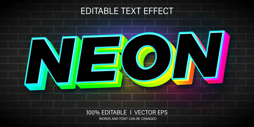 neon text effect with modern style design vector image