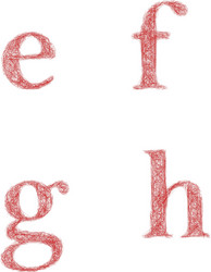 red sketch font set - lowercase letters e f g h vector image