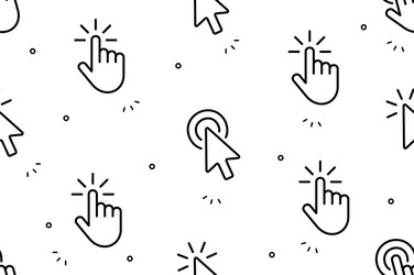 seamless pattern with hand cursor and icons vector image