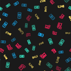 set line mobile and password face recognition vector image