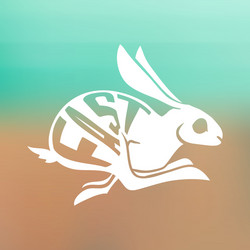 silhouette of fast rabbit with text inside on blur vector image