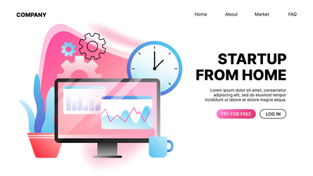 startup project tools website landing page mockup vector image