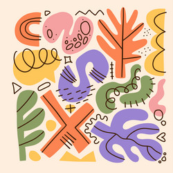 Trendy set of hand drawn various shapes and doodle vector