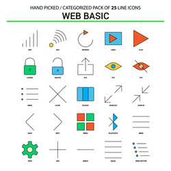 web basic flat line icon set - business concept vector image