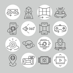 augmented reality icons set 3d visualization vector image