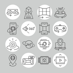 augmented reality icons set 3d visualization vector