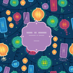 Glowing lanterns frame seamless pattern background vector