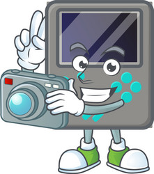 A game console photographer in action with camera vector