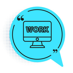 black line computer monitor with text work icon vector image