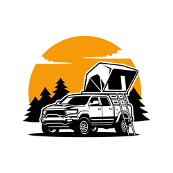 camper truck with roof top tent logo Vector Image