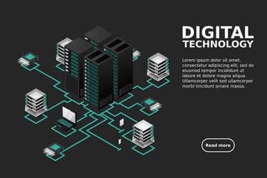 concept of data network management isometric map vector image