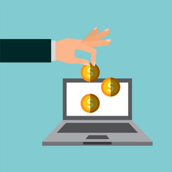 laptop computer with coins vector image