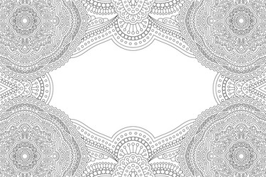 Line art for coloring book with abstract border vector