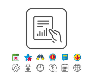 report document line icon analysis chart vector image