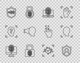 set line monitor with fingerprint user protection vector image