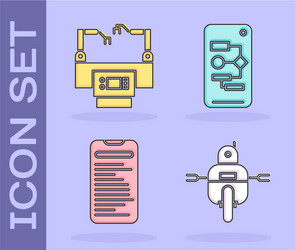 set robot assembly line computer api interface vector image