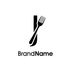 simple and unique initial j fork logo vector image