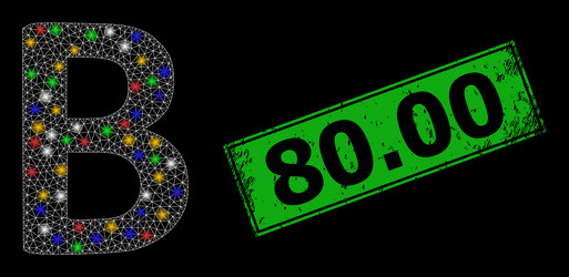 textured 8000 badge with net beta greek symbol vector image