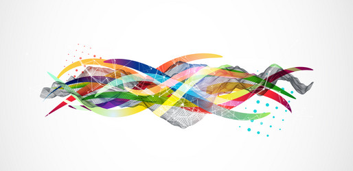 abstract wireframe wave with colored lines vector image