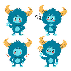 cute funny yeti monster character set hand vector