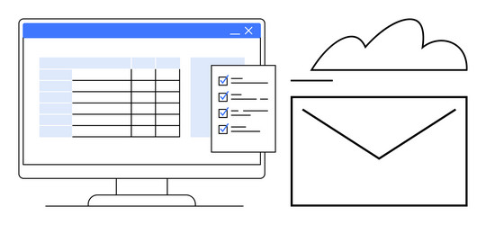digital data management through cloud-based email vector image