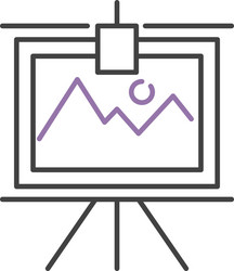 Graph with two lines on whiteboard flipchart icon vector