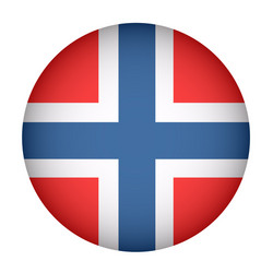 norway flag in circle shape isolated button vector image