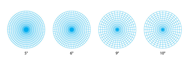 polar coordinate grids divided into sectors of 5 vector image