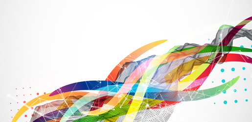 abstract wireframe wave with colored lines vector image