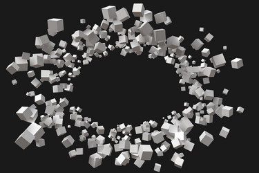 big circular frame formed random sized cubes vector