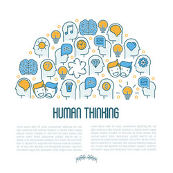 human thinking concept with thin line icons vector