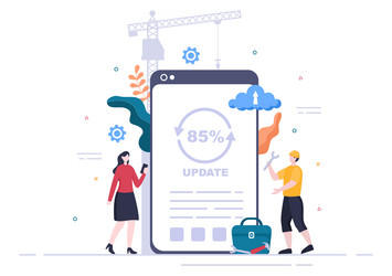 software system under maintenance error website vector image