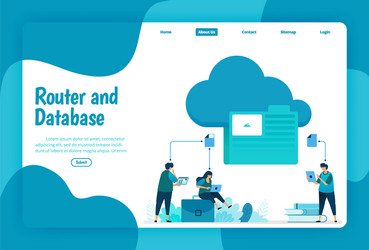 Landing page template cloud and folder storage vector