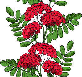 seamless pattern red rowan tree endless ornament vector image