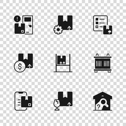 set package box with fragile content container vector image