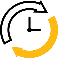 clock with sync arrows icon half color line vector image