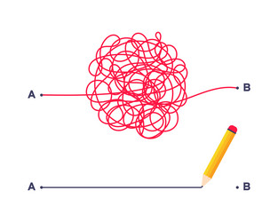 complex and easy simple way from point a to b vector image