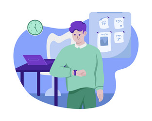 man standing in office checking time working vector image