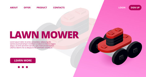 web template with a robot lawn mower vector image