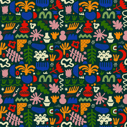 abstract organic shape seamless pattern with naive vector image
