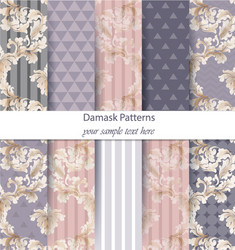 damask patterns set collection baroque vector image