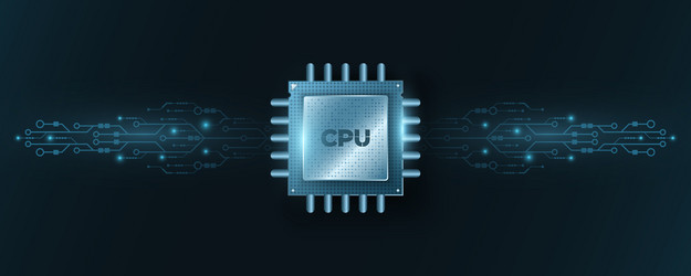 digital microchip cpu with glowing computer vector