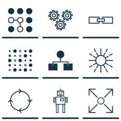 set of 9 machine learning icons includes vector image