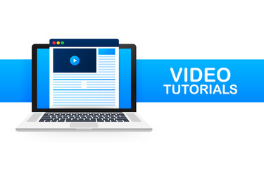 video tutorials icon concept study and learning vector