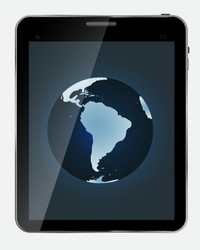 Abstract design realistic tablet with world map vector