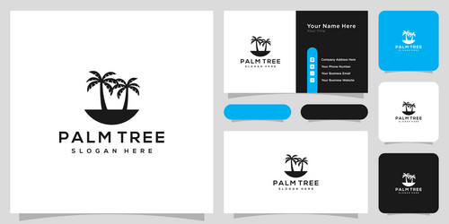 palm tree logo design and business card Vector Image