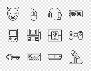 set line ancient key for game microphone vector image