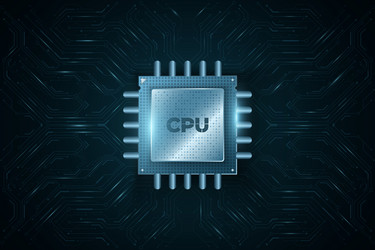 digital modern microchip cpu on glowing computer vector